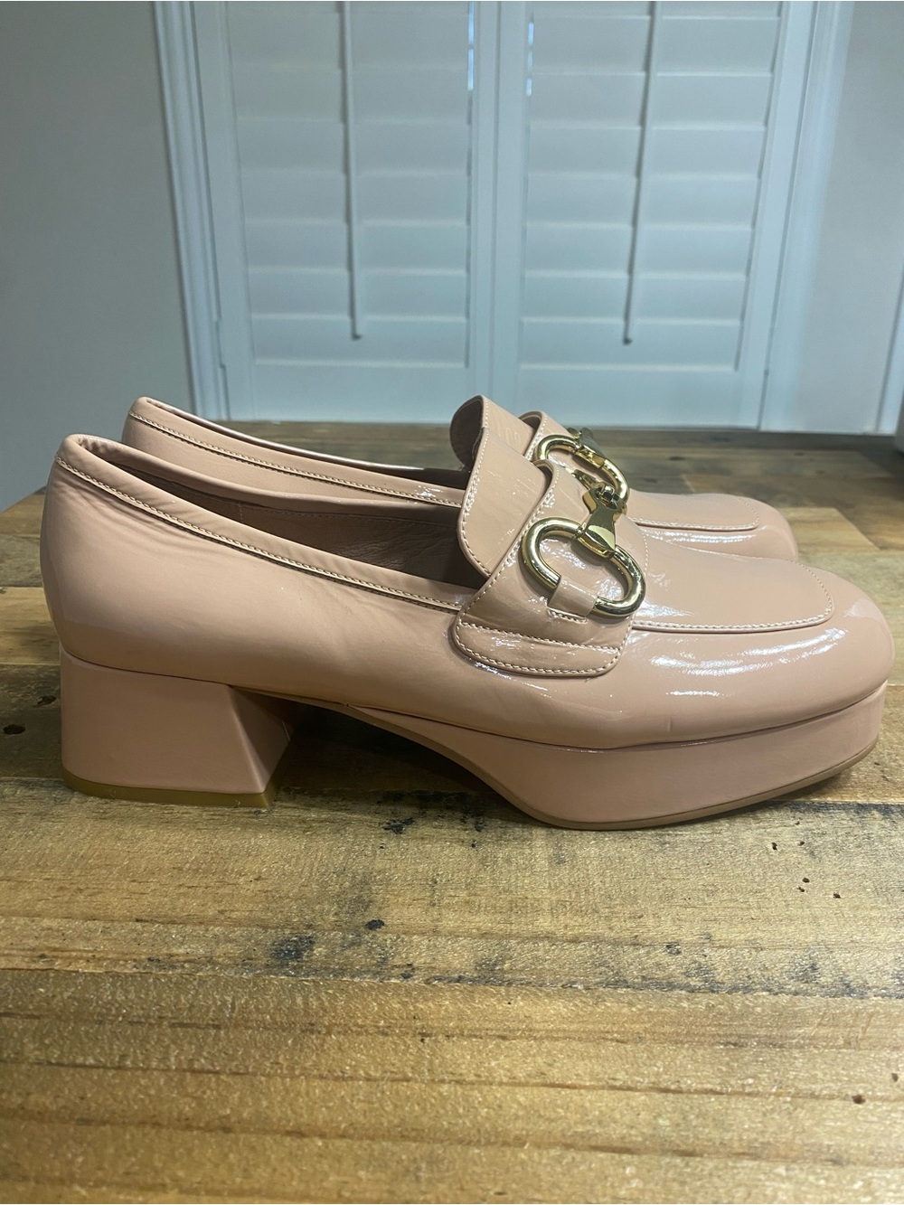 Jeffrey Campbell Beige Patent Chunky Loafer